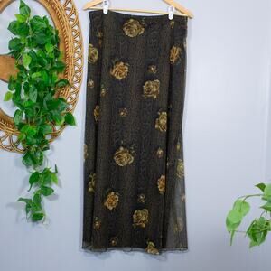 Dark Romantic Gothic Rose Midi Skirt Sheer Fantasy Vintage | Dark Autumn